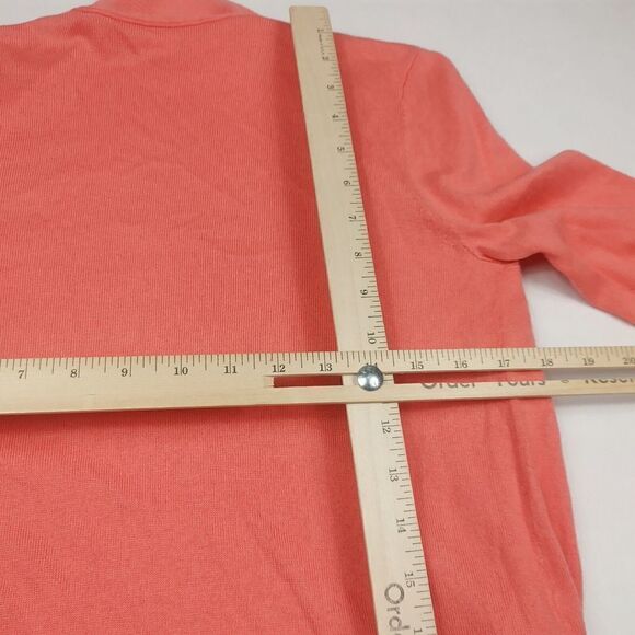 LOFT Womens Draped Open Front Cardigan Coral Orange Long Sleeve Knit Sweater XS - Picture 9 of 10